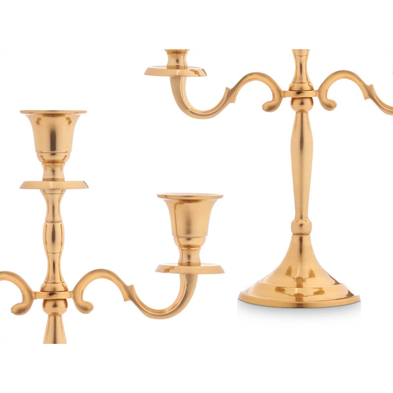 CANDELABRO 3 VELAS DORADO 28CM