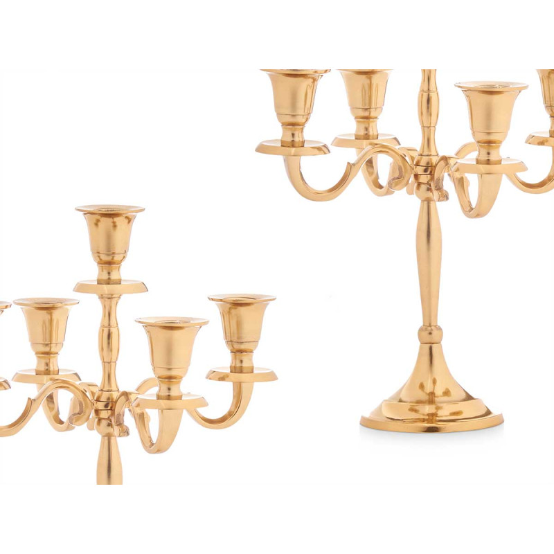 CANDELABRO 5 VELAS DORADO 28,5CM