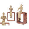 FIGURINE MÉTAL FLÛTE OR AVEC SUPPORT EN BOIS