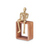 FIGURINE MÉTAL SAXOPHONE OR AVEC SUPPORT EN BOIS