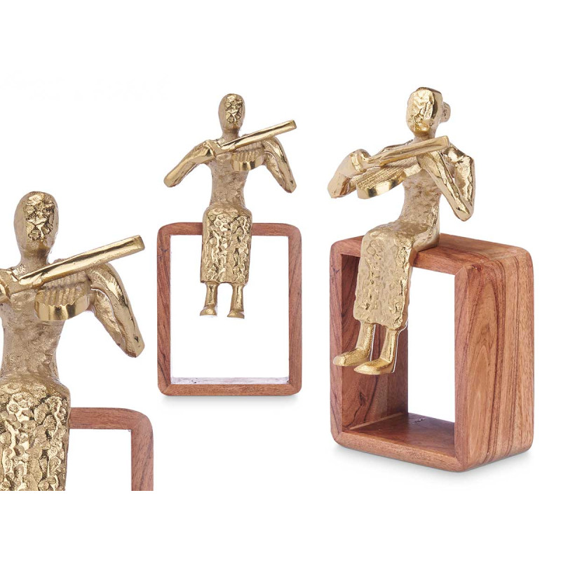 FIGURINE MÉTAL VIOLON OR AVEC SUPPORT EN BOIS