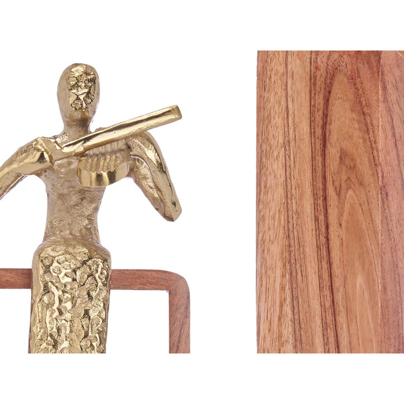 FIGURINE MÉTAL VIOLON OR AVEC SUPPORT EN BOIS