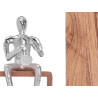 FIGURA METALLO SAXO ARGENTO SUPPORTO LEGNO