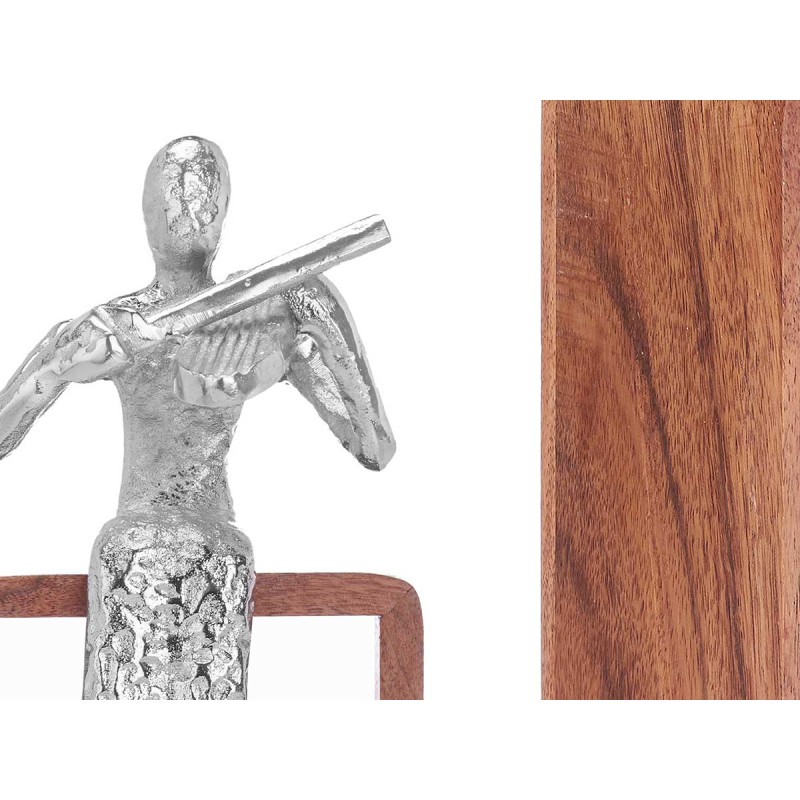 FIGURINE MÉTAL VIOLON ARGENT AVEC SUPPORT EN BOIS