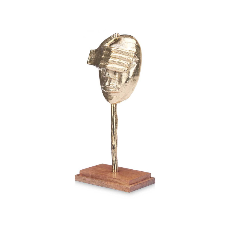 FIGURINE MÉTAL MAIN YEUX OR AVEC SUPPORT EN BOIS