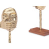 FIGURINE MÉTAL MAIN BOUCHE OR AVEC SUPPORT EN BOIS