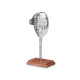 FIGURA METAL MANO OJOS PLATA CON SOPORTE MADERA