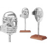 FIGURINE MÉTAL MAIN BOUCHE ARGENT SUPPORT BOIS