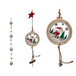 GUIRNALDA MADERA NAVIDAD BOLAS PAPA NOEL 110CM