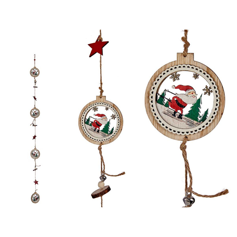 GUIRLANDE BOIS NOEL BOULES PERE NOEL  110CM