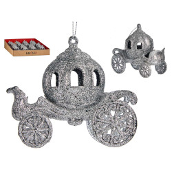 ADDOBBO ALBERO NATALE CARROZZA ZUCCA ARGENTATO