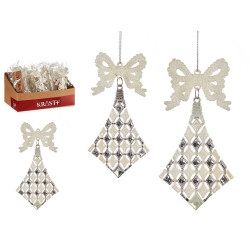 CHRISTMAS TREE ORNAMENT RHOMBUS BOW MOTHER PEARL