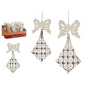 DECORATION ARBRE NOEL LOSANGE RUBAN NACRE