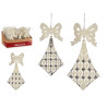 DECORATION ARBRE NOEL LOSANGE RUBAN BLANC