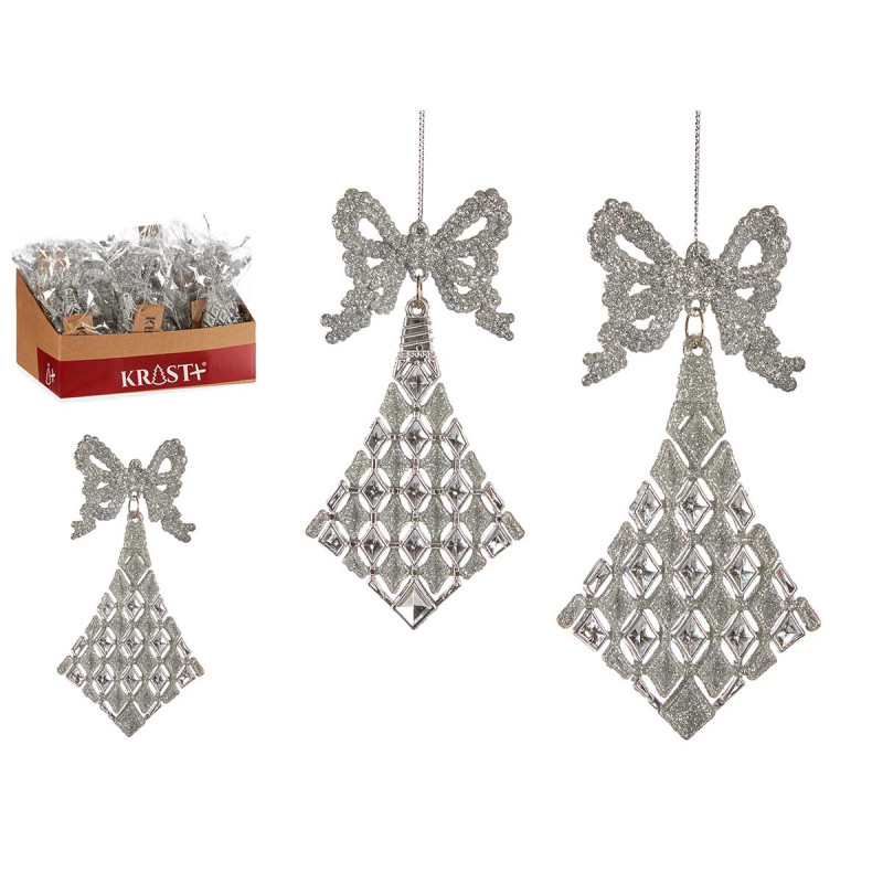 CHRISTMAS TREE ORNAMENT RHOMBUS BOW SILVER 