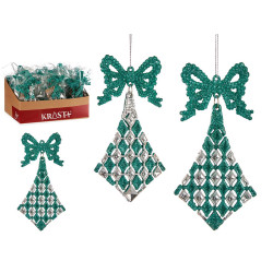 DECORATION ARBRE NOEL LOSANGE  RUBAN VERT MENTHE