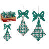 DECORATION ARBRE NOEL LOSANGE  RUBAN VERT MENTHE