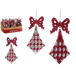 CHRISTMAS TREE ORNAMENT RHOMBUS BOW FUCHSIA