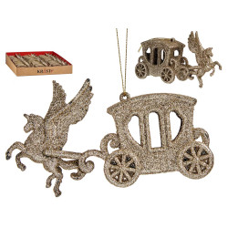 ADORNO ÁRVORE NATAL CARRUAGEM UNICORNIO CHAMPANHE
