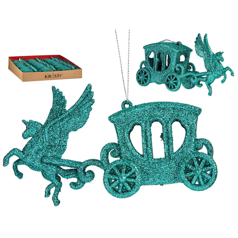 DECORATION NOEL CARROSSE UNICORNE VERT MENTHE
