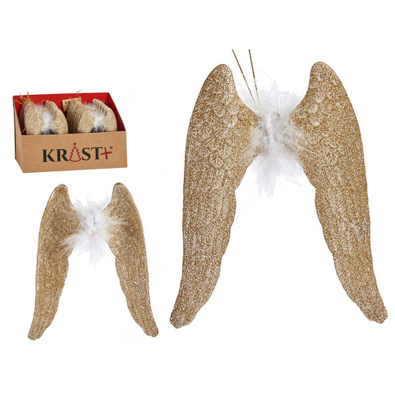 CHRISTMAS TREE ORNAMENT WINGS FEATHER CHAMPAGNE
