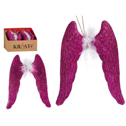ADORNO PARA ÁRVORE DE NATAL ASAS COM PENA FUCSIA  
