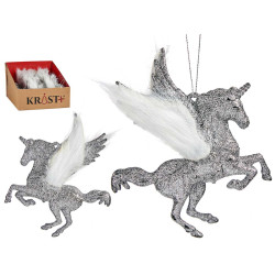 ADORNO PARA ÁRVORE DE NATAL UNICORNIO PRATEADO 