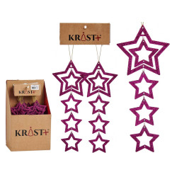 CONJ 2 ADORNOS ÁRVORE DE NATAL ESTRELAS FUCSIA