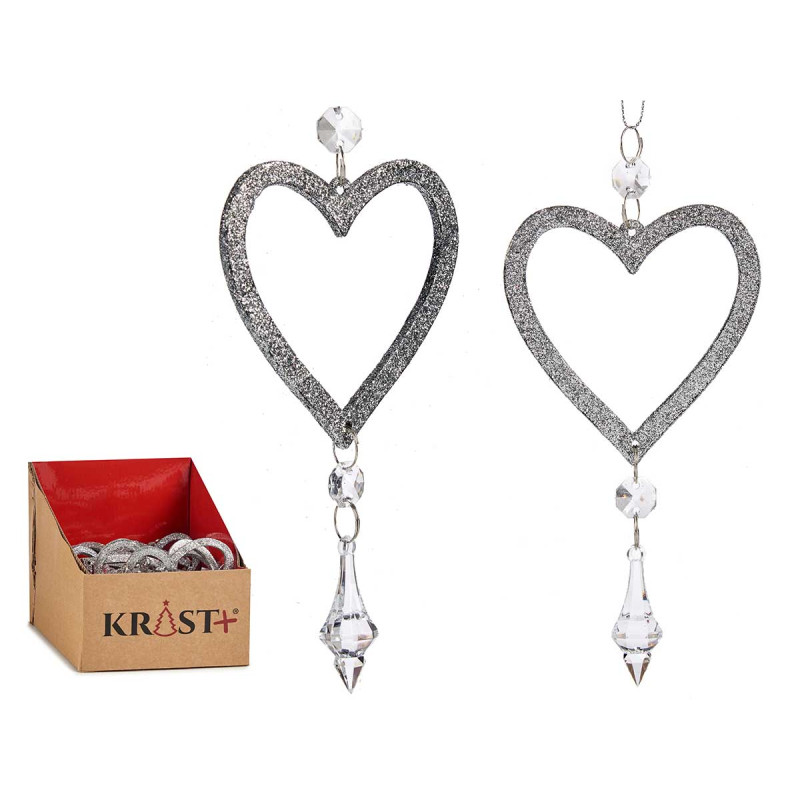CHRISTMAS TREE ORNAMENT HEART  SILVER