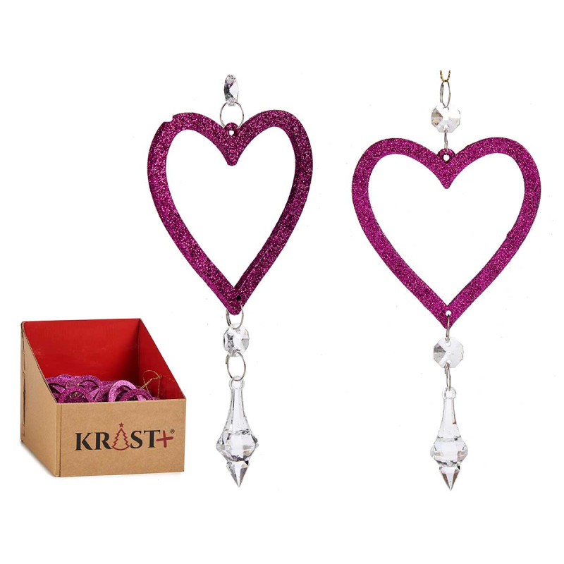 CHRISTMAS TREE ORNAMENT HEART FUCHSIA