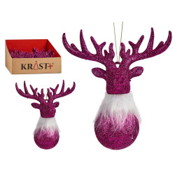 CHRISTMAS TREE ORNAMENT REINDEER FUCHSIA