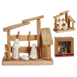NACIMIENTO MADERA 3 FIGURAS TEJADO RECTO PEQ