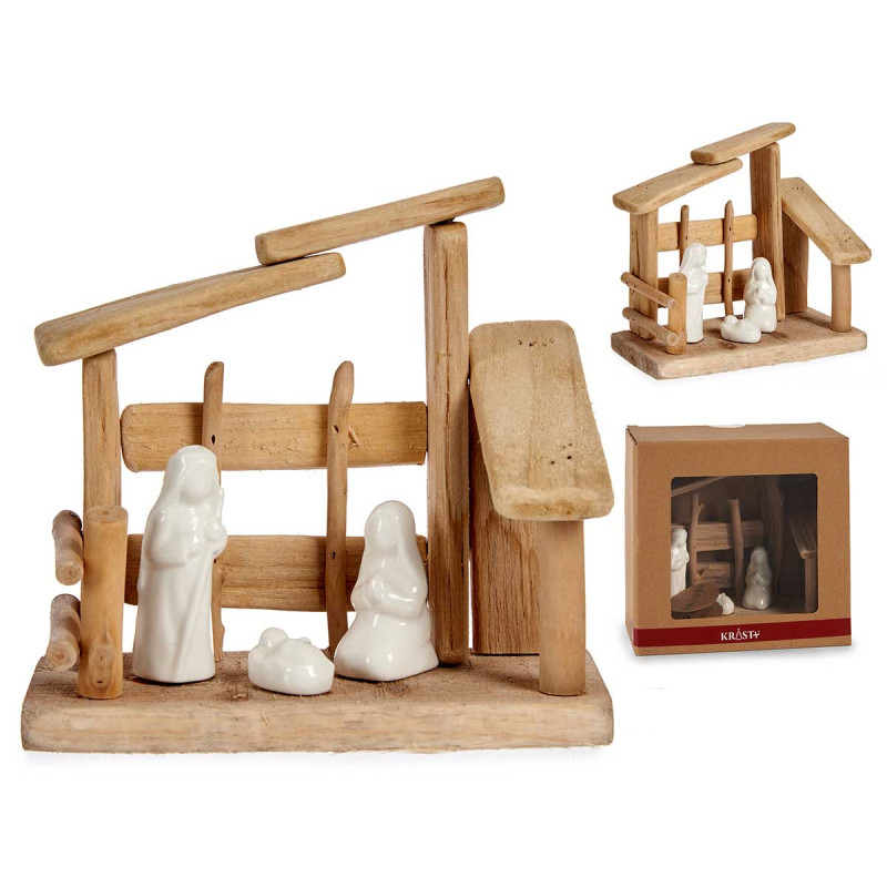NACIMIENTO MADERA 3 FIGURAS TEJADO RECTO PEQ
