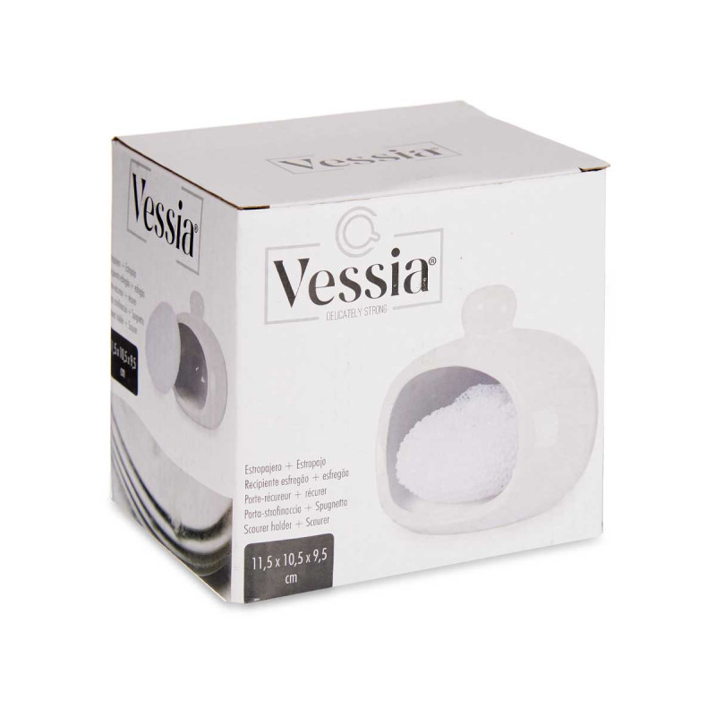 SUPORTE PARA ESPONJA BRANCO COM ESPONJA 
