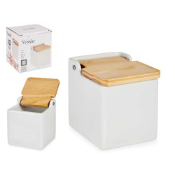 SQUARE WHITE SALT SHAKER WITH LID