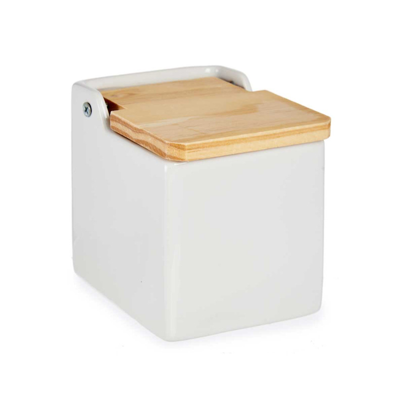 SQUARE WHITE SALT SHAKER WITH LID