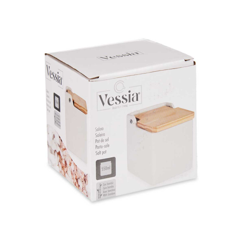 SQUARE WHITE SALT SHAKER WITH LID