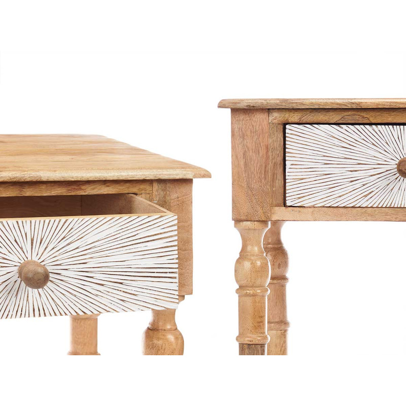 HALL TABLE 2 DRAWERS LINES NATURAL WHITE