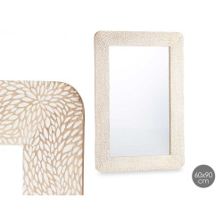ESPELHO 60 X 90 CM FOLHAS CASTANHO BRANCO