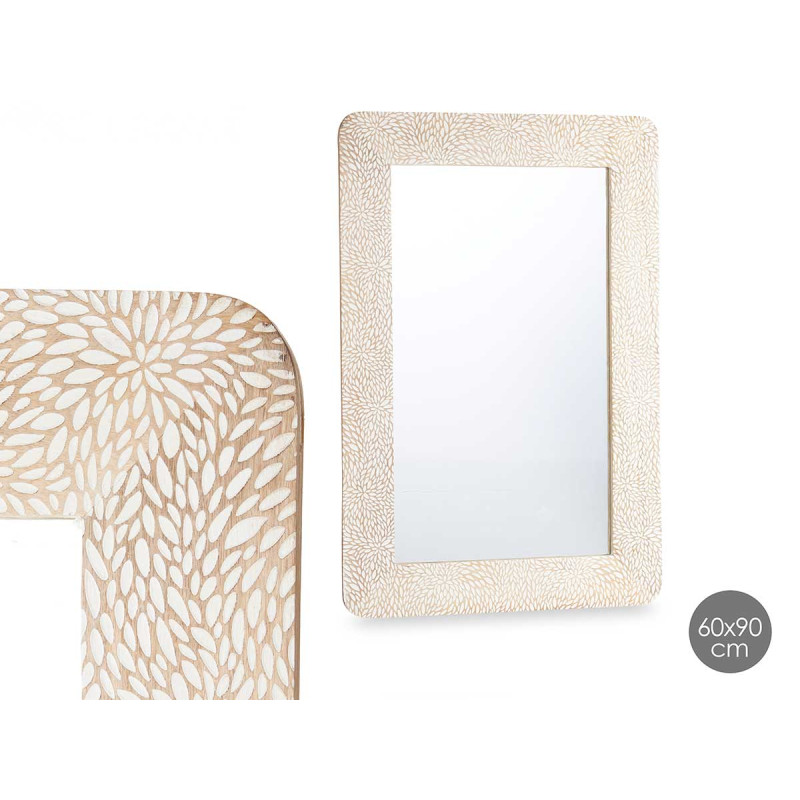 SPECCHIO 60 X 90 CM FOGLIE BIANCO NATURALE
