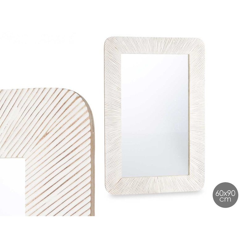 MIRROR 60 X 90 CM LINES NATURAL WHITE