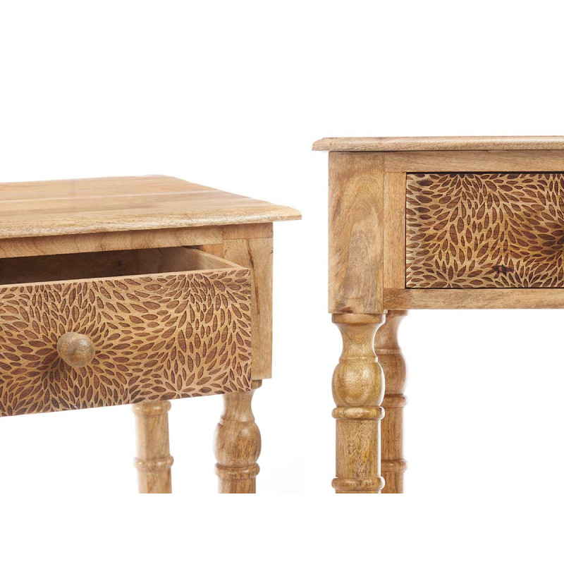 MOVEL ENTRADA 2 GAVETAS FOLHAS CASTANHO