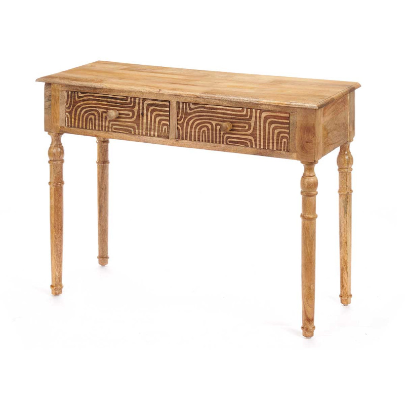 HALL TABLE 2 DRAWERS CURVES NATURAL