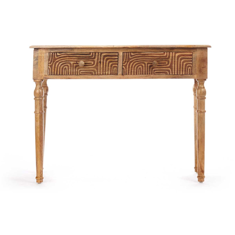 HALL TABLE 2 DRAWERS CURVES NATURAL