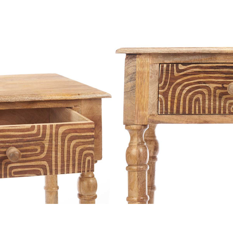 HALL TABLE 2 DRAWERS CURVES NATURAL