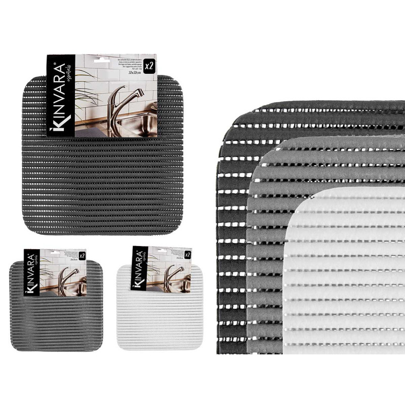 SET 2 TAPPETINI ANTISCIVOLO 32X32CM 3 COLORI NEUTR