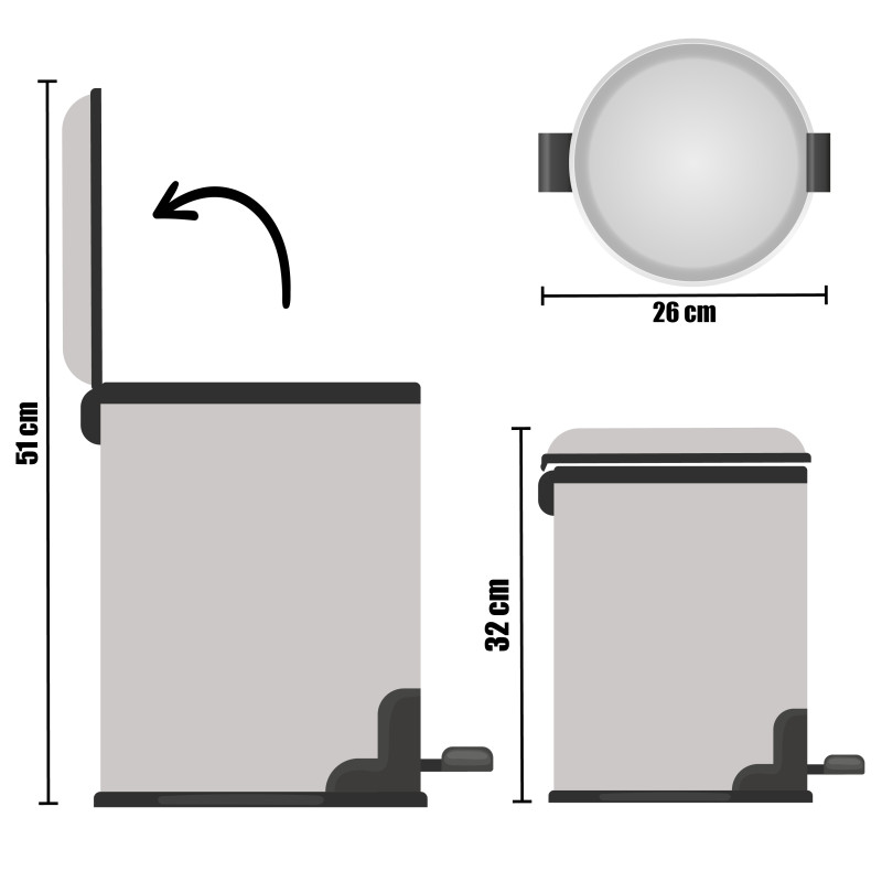 CORBEILLE A PAPIER 7L ACIER INOXYDABLE AVEC PEDALE
