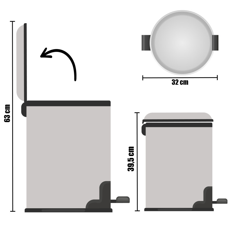 CORBEILLE A PAPIER 12L ACIER INOXYDABLE AVEC PEDAL