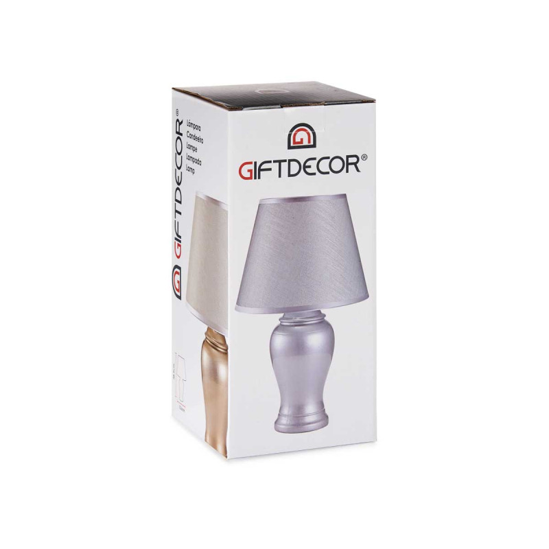 LAMPE CONCAVE ARGENTEE CERAMIQUE