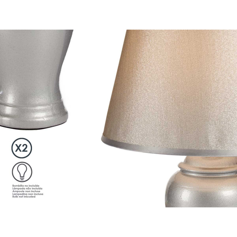 LAMPE CONCAVE ARGENTEE CERAMIQUE